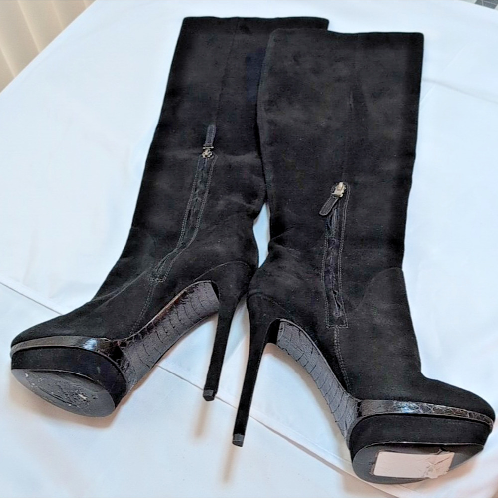 Brian Atwood super high heel!! tall Black suede Boots 9.5 40.5 EU